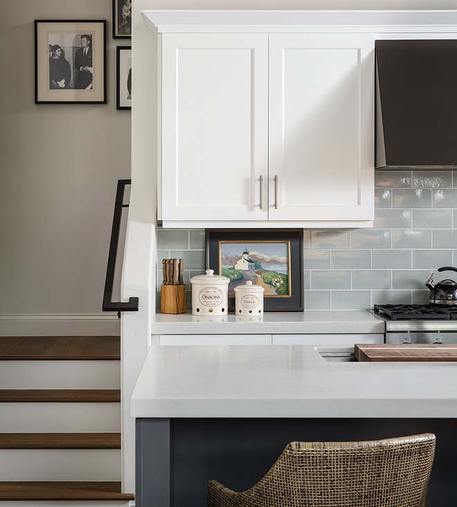 Kitchen countertop and backsplash combination ideas New Carrera Slab with Fireclay, Tile - Field (4 x 8), Salton Sea tile Kitchen countertop and backsplash Kitchen countertop and backsplash #Kitchen #countertop #backsplash