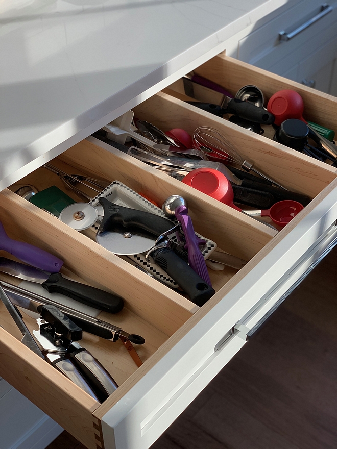 Utensil Drawers We added utensil dividers so all the utensils don’t get tangled. It helps keep things more organized #kitchen #utensildrawer #utensilorganizer #kitchenorganization #organization