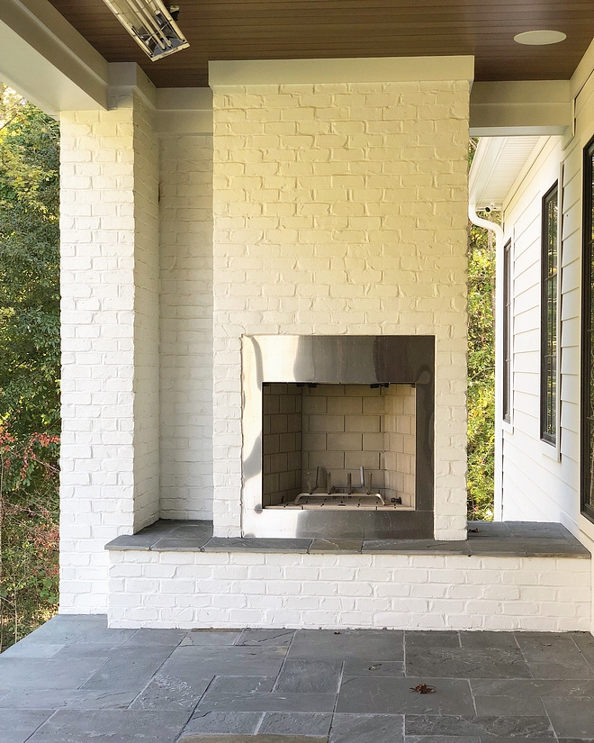 Painted brick fireplace Painted brick fireplace Painted brick fireplace with stainless steel and stone hearth Painted brick fireplace #Paintedbrickfireplace