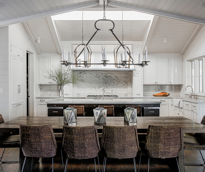 Kitchen Skylight Ideas A skylight brings lots of natural light into this kitchen Kitchen Skylight Shiplap ceiling with skylight #KitchenSkylight #Kitchen #Skylight #shiplap