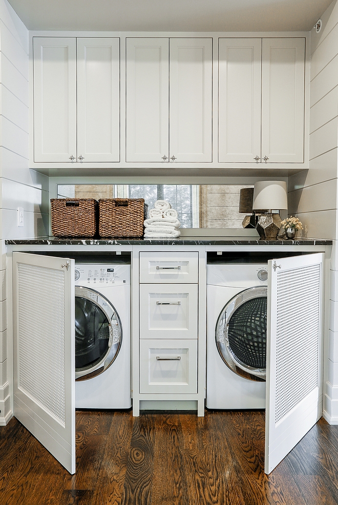 Laundry room Laundry room hiding washer and dryer Laundry room features breathable cabinet doors to hide the washer/dryer Laundry room #Laundryroom