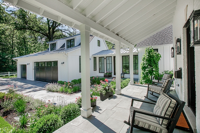 Farmhouse front porch with Bluestone tile in random size Porch Bluestone tile Farmhouse Porch Bluestone tile ##farmhouseporch #porch #frontporch #Porchtile #Bluestone #Bluestonetile