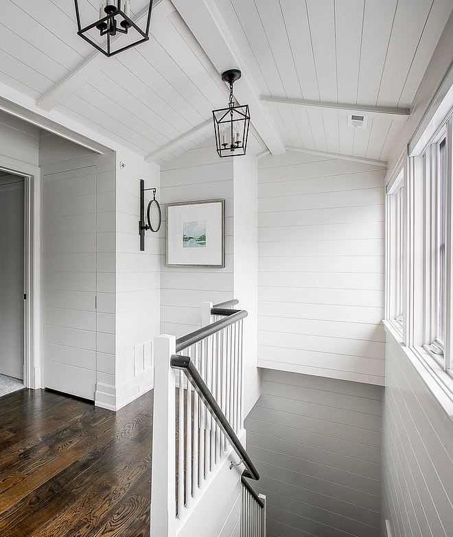 Benjamin Moore Simply White The shiplap paint color is custom but similar to Benjamin Moore Simply White #BenjaminMooreSimplyWhiteshipla