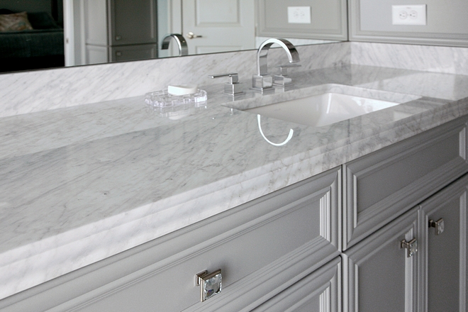 Countertop is Carrara polished 3cm marble with Ogee edge profile Bathroom Countertop is Carrara polished 3cm marble with Ogee edge profile #Countertop #bathroomcountertop #Carraramarble #Ogeeedgeprofile #edgeprofile