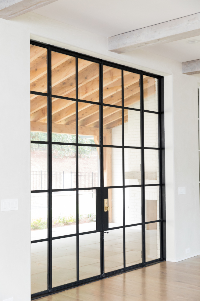 Black metal patio door