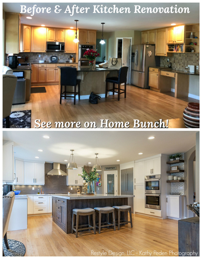 Kitchen Renovation Before and After Pictures How about this "before and after" kitchen transformation?! Incredible, right? #kitchenreno #beforeandafter #beforeandafterkitchenrenovation #kitchenrenovation