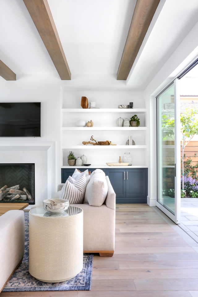 Living room ceiling beams and custom built-ins with floating shelves and cabinet Beautiful Living room ceiling beams and custom built-ins with floating shelves and cabinet Living room ceiling beams and custom built-ins with floating shelves and cabinet #Livingroom #ceiling #beams #builtins #floatingshelves #cabinet