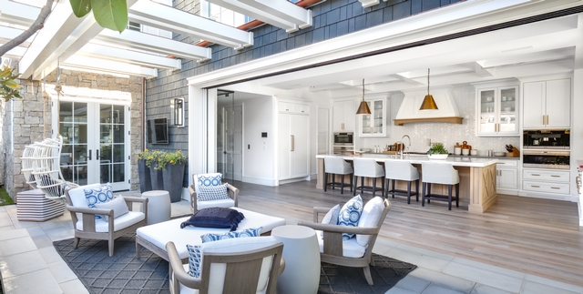 Patio off kitchen I love the pergola, the privacy and the low-maintenance concrete flooring, not to mention the gorgeous decor #patio #patiodecor #patioideas #patiofurniture