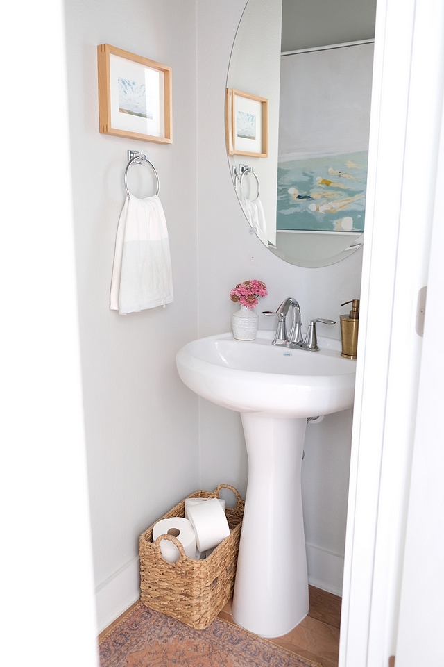 Small powder room with pedestal sink