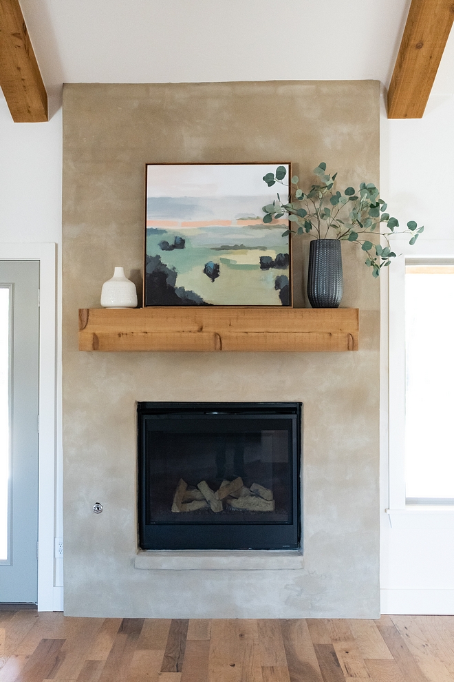 Stucco fireplace with Cedar mantel and ceiling beams Modern Farmhouse Stucco Fireplace Stucco fireplace with Cedar mantel and ceiling beams #Stuccofireplace #Cedarmantel #Cedarbeams
