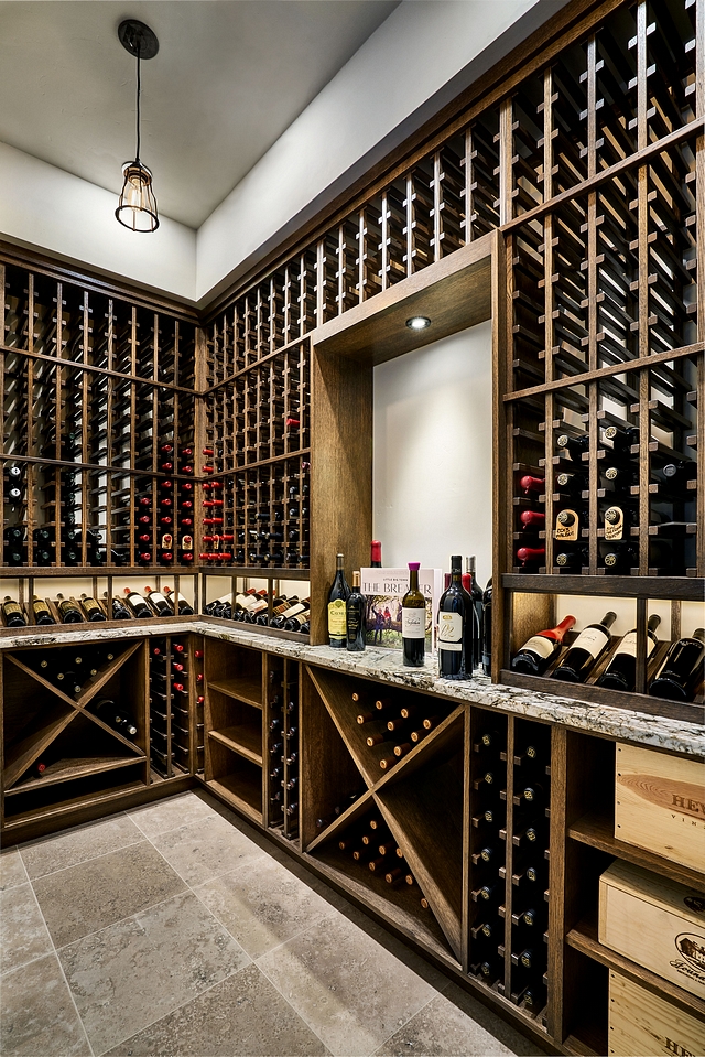 Wine Cellar wood shelves The wine cellar custom shelves are made out of Cedar with no lacquer Countertop is Granite Wine Cellar wood shelves Wine Cellar wood shelves #WineCellar #winecellarwoodshelves