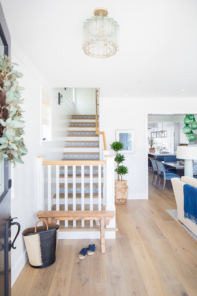 Coastal Bohemian Interior Design Ideas Notice that the staircase is accentuated with blue and white patterned tiles Coastal Bohemian Interiors Coastal Bohemian Home Decor Home with Coastal Bohemian Interiors #Coastal #Bohemian #Interiors #interiordesign #homedecor #CoastalBohemian