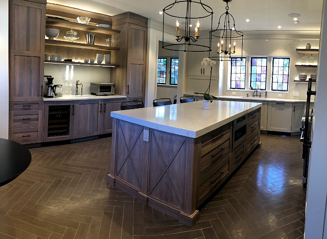 Kitchen herringbone floor tile and Grey Stained Oak Cabinetry Kitchen Design Kitchen herringbone floor tile and Grey Stained Oak Cabinetry #Kitchen #kitchendesign #herringbonefloortile #floortile #GreyStainedcabinet #OakCabinetry