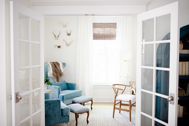 Home Office Study I selected French doors so that this little space would still be open and feel like a part our main living area #study #homeoffice #Frenchdoors