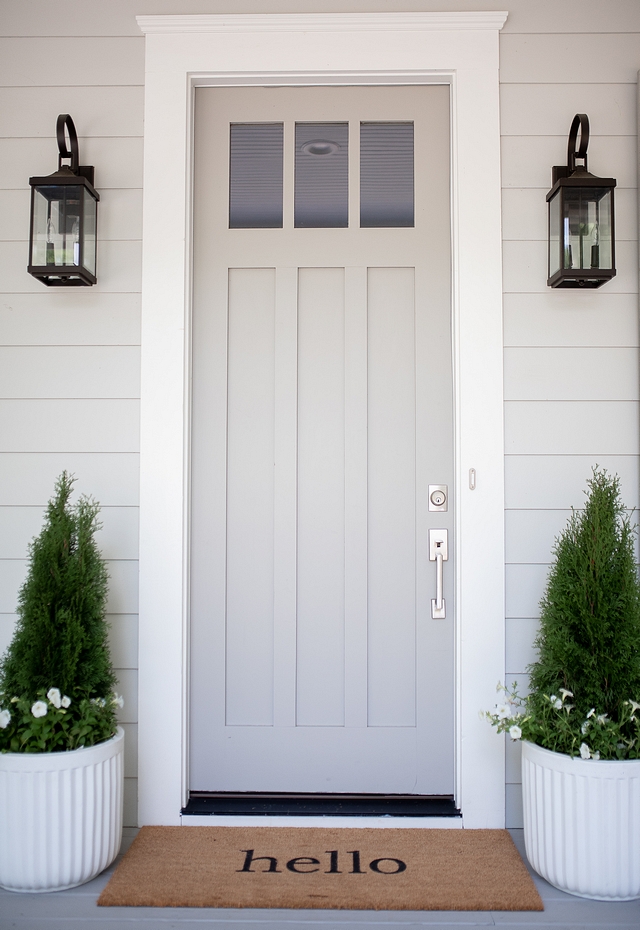 Sherwin Williams SW 7017 Dorian Gray Grey front door is painted in Sherwin Williams SW 7017 Dorian Gray Sherwin Williams SW 7017 Dorian Gray Sherwin Williams SW 7017 Dorian Gray Sherwin Williams SW 7017 Dorian Gray #SherwinWilliamsSW7017DorianGray #SherwinWilliamsDorianGray #SherwinWilliamsSW7017 #Greydoor