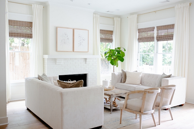 White Interiors I wanted our living room to strike a balance between my two favorite descriptors, simple and cozy. I tried to achieve this through the use of simple lines mixed with cozy textures #whiteinteriors #textures #livingroom #decor