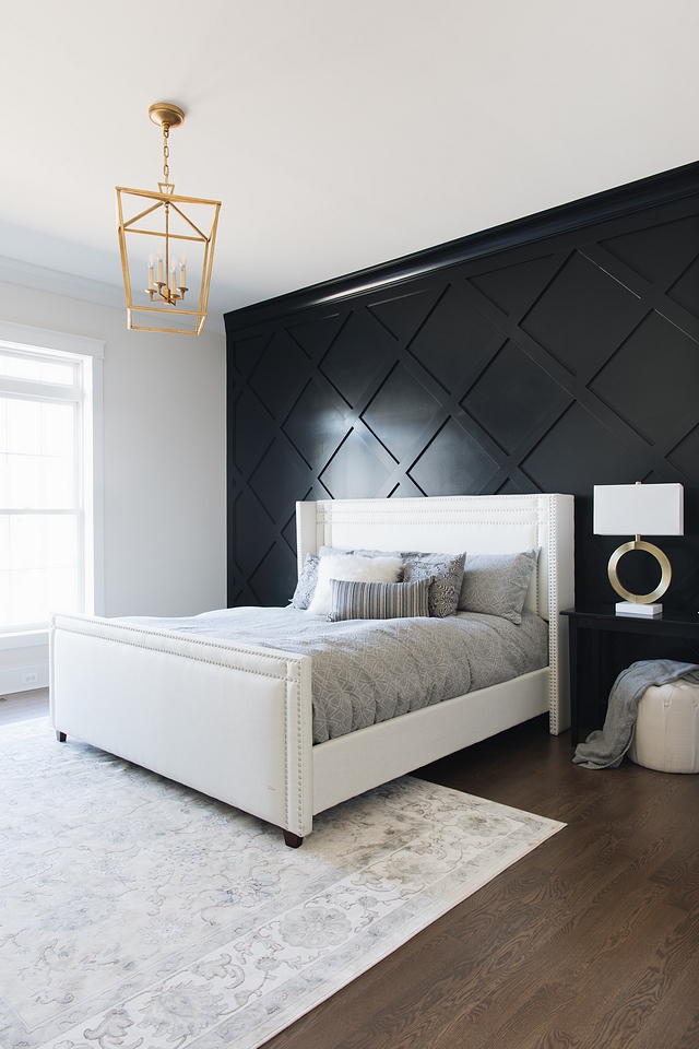 Benjamin Moore Black Black Diamond Accent Wall Paneling Painted in Benjamin Moore Black Paint Color Benjamin Moore Black Benjamin Moore Black #BenjaminMooreBlack