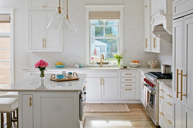 White kitchen painted in Benjamin Moore Steam features Taj Mahal Quartzite countertop, White Pearl mosaic tile backsplash and brushed brass hardware White kitchen painted in Benjamin Moore Steam features Taj Mahal Quartzite countertop, White Pearl mosaic tile backsplash and brushed brass hardware White kitchen painted in Benjamin Moore Steam features Taj Mahal Quartzite countertop, White Pearl mosaic tile backsplash and brushed brass hardware White kitchen painted in Benjamin Moore Steam features Taj Mahal Quartzite countertop, White Pearl mosaic tile backsplash and brushed brass hardware #Whitekitchen #BenjaminMooreSteam #TajMahalQuartzite #Quartzitecountertop #WhitePearltile #mosaictile #backsplash #brushedbrasshardware