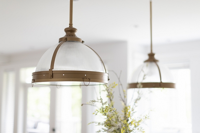 Kitchen Lighting Our oversized 18” island pendant lights are perfect for our 10’ island. I had them custom powder coated to match the hardware #kitchenlighting #kitcehnpendants #lighting #kitchen