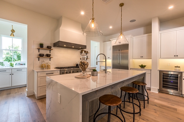 Waterfall countertop Kitchen island