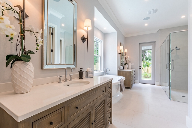 Louvered Oak Bathroom Vanity