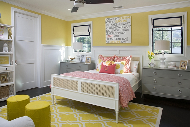 Yellow and coral bedroom color scheme Girls bedroom color scheme ideas Yellow and coral bedroom color scheme Yellow and coral bedroom color scheme #Yellow #coral #bedroom #colorscheme