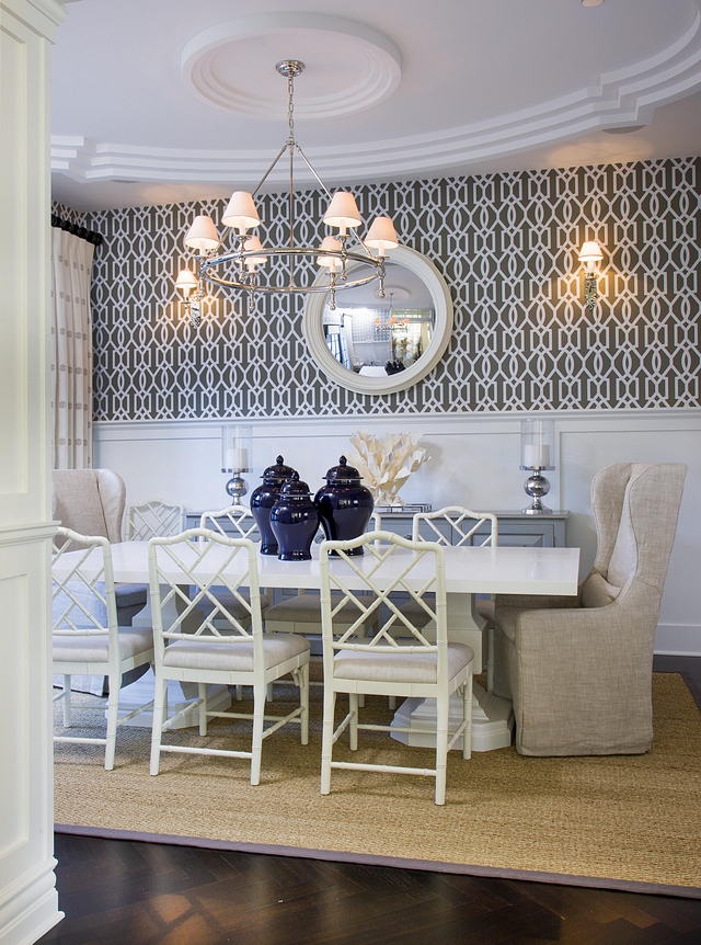 Dining Room wallpaper above wainscoting Dining Room wallpaper above trellis wainscoting Classic Dining Room wallpaper above wainscoting Dining Room wallpaper above trellis wainscoting #DiningRoom #wallpaper #wainscoting #DiningRoomwallpaper #trellis #diningroomwainscoting