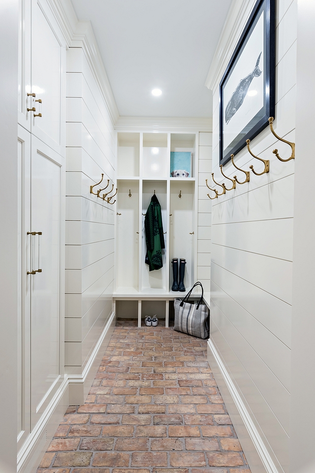 Mudroom Cubbies and cabinetry keep cold weather apparel, and sporting and school gear, contained #mudroom #cubbies #cabinet #cabinetwithdoor