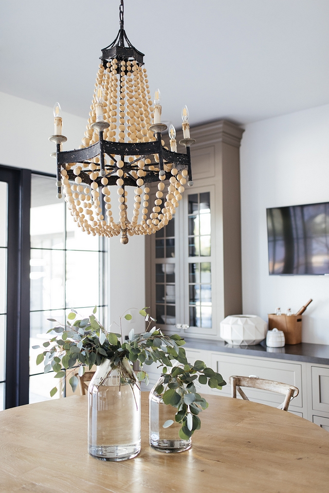 Scalloped Wood-Bead Chandelier