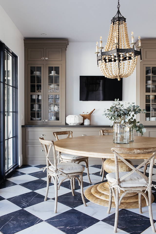 black and white checkered marble flooring