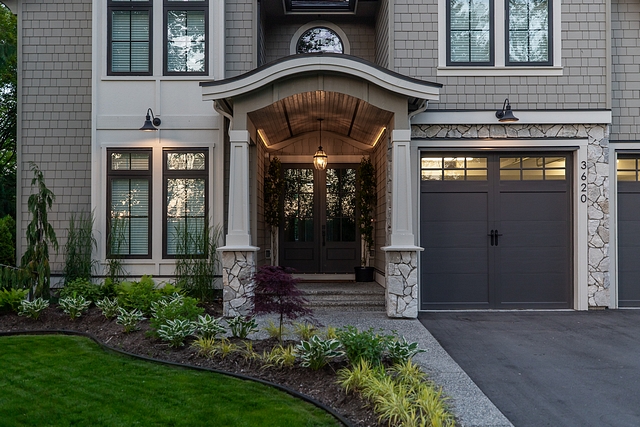 Taupe exterior with Benjamin Moore Ashwood trim Home Exterior Benjamin Moore Ashwood trim Benjamin Moore Ashwood trim #BenjaminMooreAshwood