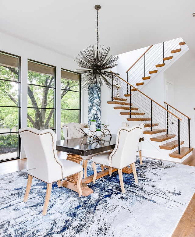 Modern farmhouse dining room Modern farmhouse dining room with black windows and white walls Modern farmhouse dining room with black windows and white wall design Modern farmhouse dining room with black windows and white walls #Modernfarmhouse #modernfarmhousediningroom #blackwindows #whitewalls