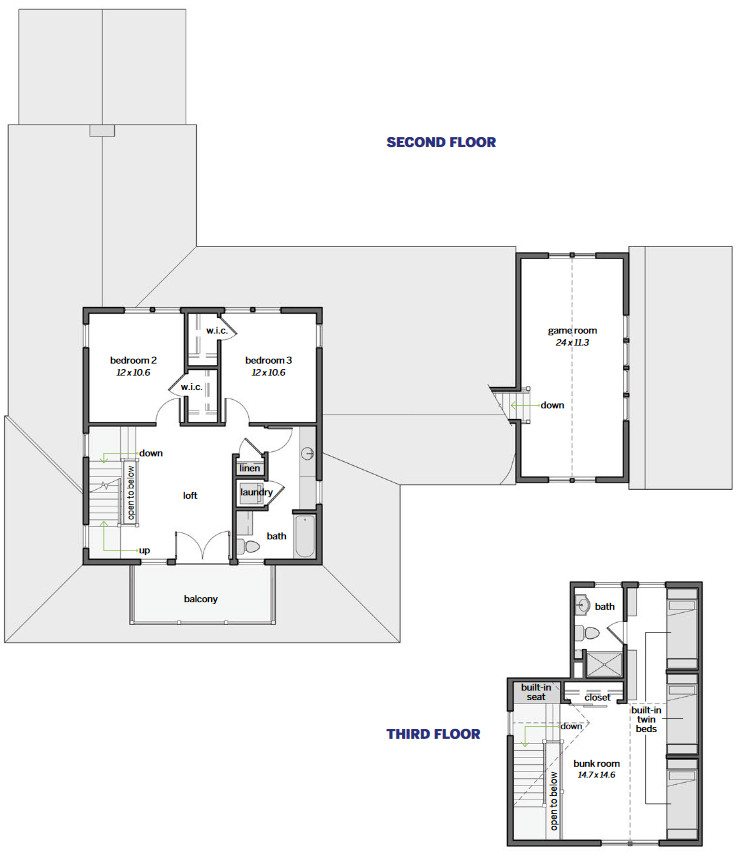 Floor Plan Second Floor with Bonus Room Over Garage