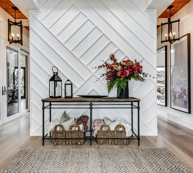 Foyer Feature Wall: MDF applied mouldings painted Dulux A0148 White on White