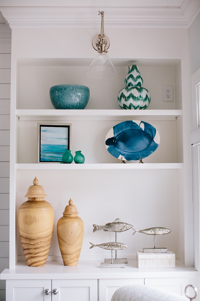 Coastal Bookshelf Decor