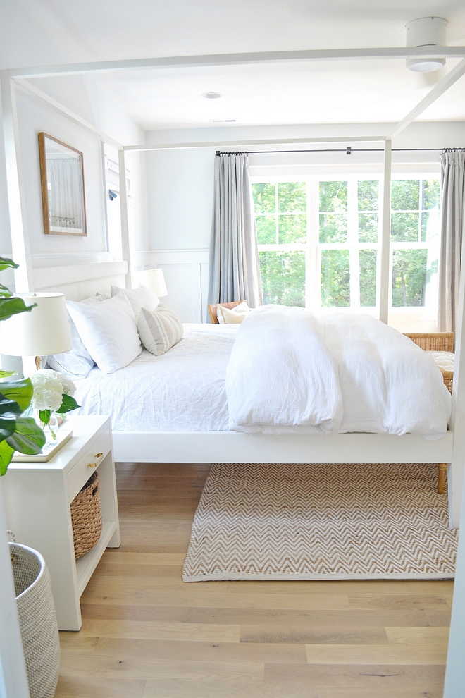 White Bedroom with white linen bedding