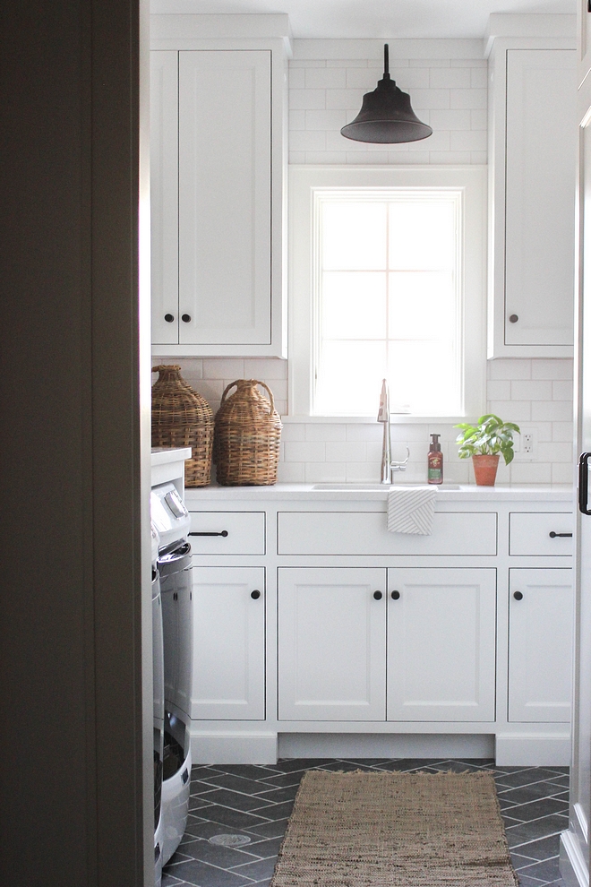 Laundry Room Cabinet Color Chantilly Lace OC-65 by Benjamin Moore