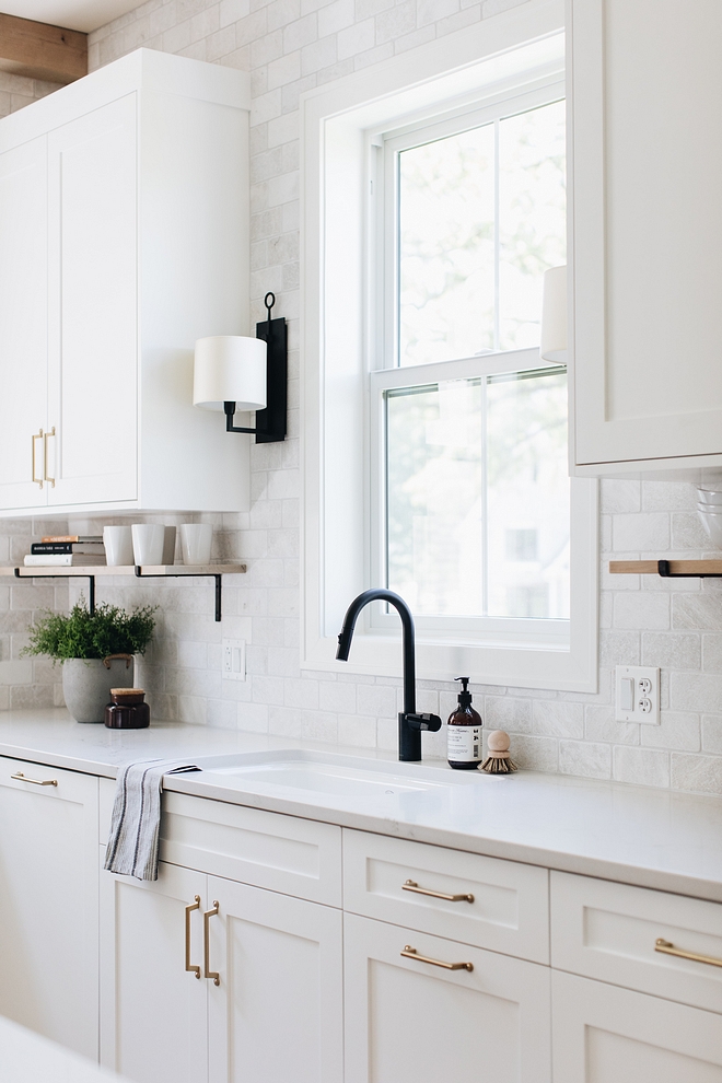 Creativity I love the idea of adding shelves between the countertop and cabinets That's an easy and affordable way to add storage and personality to a kitchen