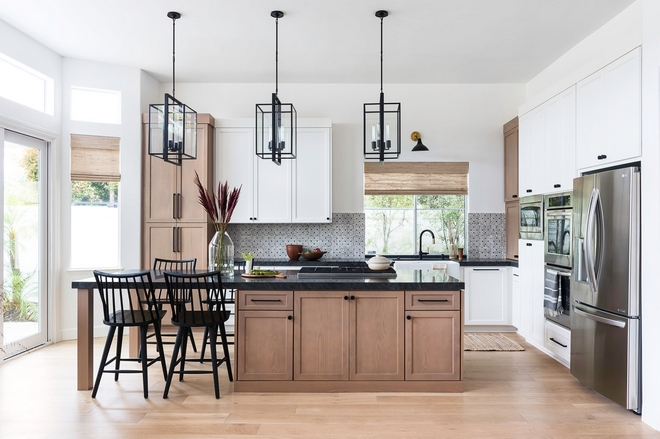 Kitchen Trend Wood Stained And Painted Cabinets Home Bunch