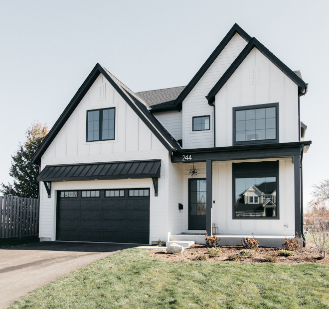 Beautiful Homes Of Instagram New, White Modern Farmhouse With Black Garage Doors
