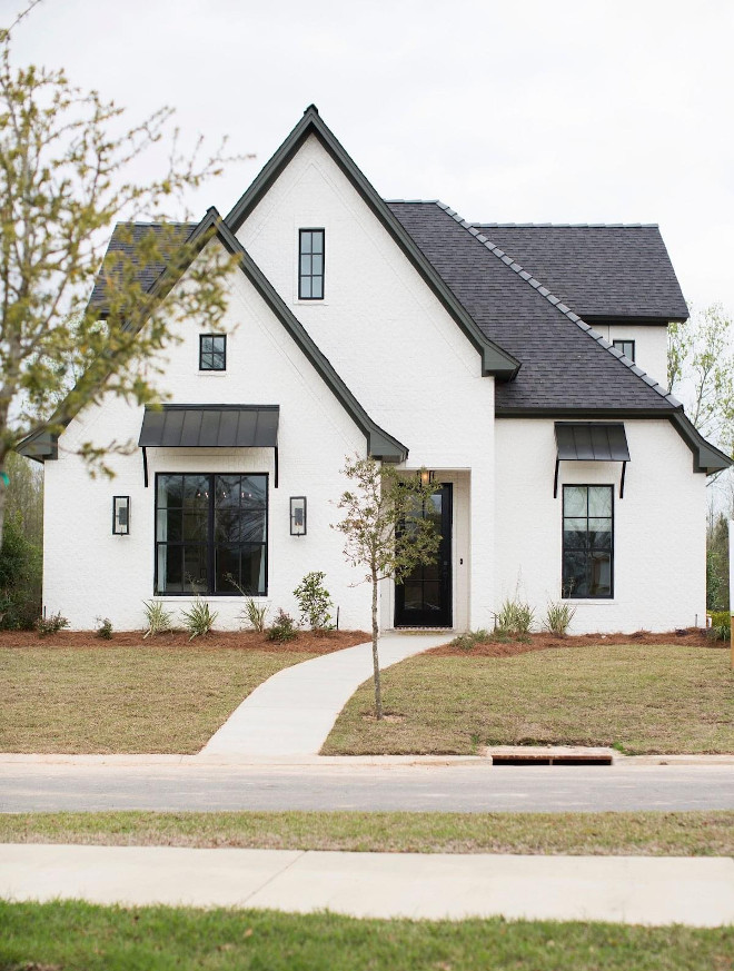 White brick house hot sale with black trim