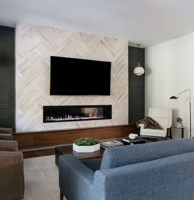 Modern Fireplace without mantel