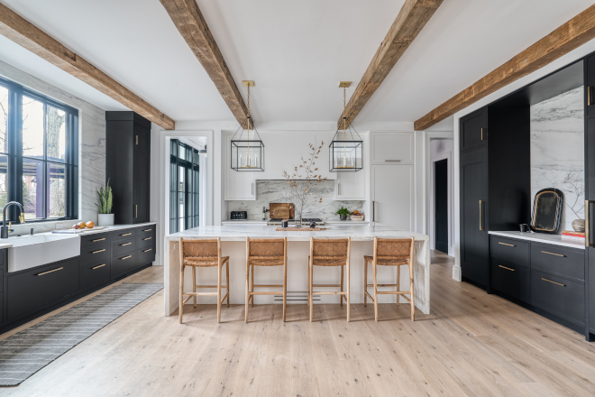 Black and White kitchen set, rustic farmhouse kitchen.