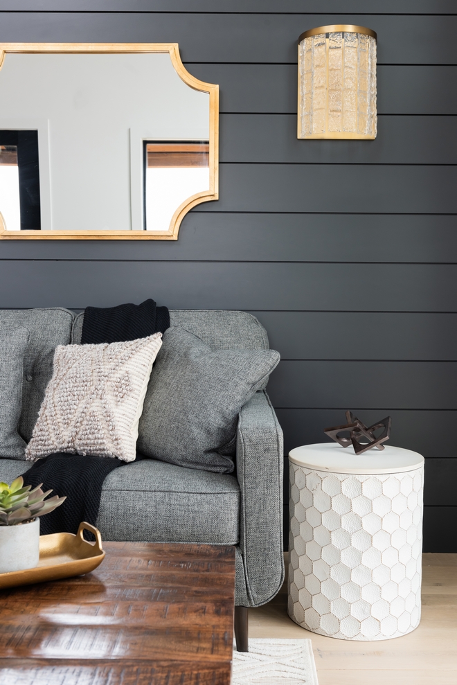 Sherwin Williams Iron Ore Black Shiplap Accent Wall Paint Color