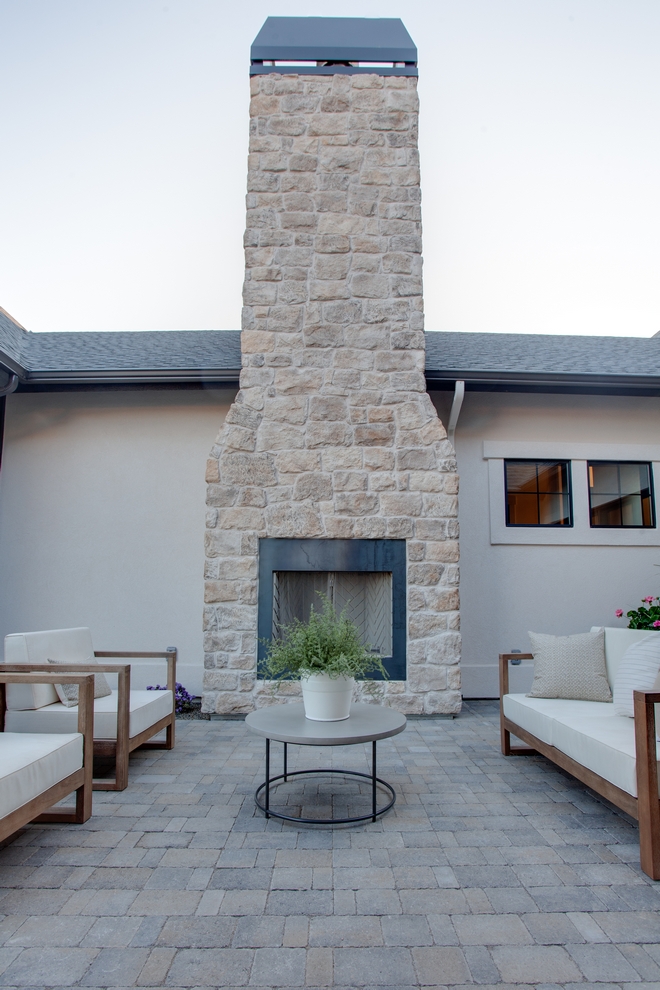 Outdoor Stone Fireplace Craft Orchard Limestone with Timberwolf Grout