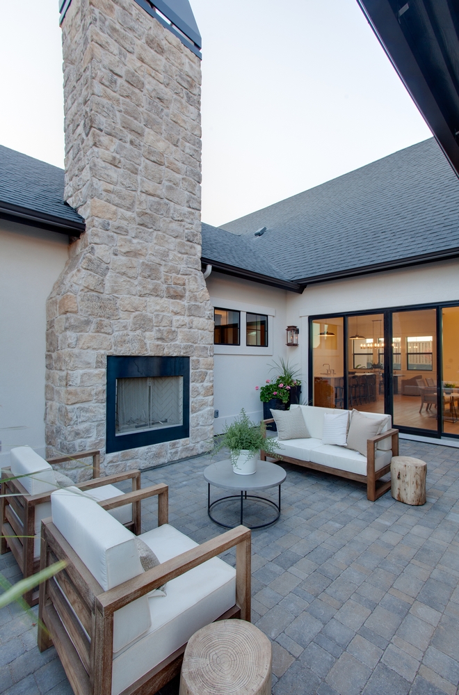 Patio with Outdoor Stone Fireplace