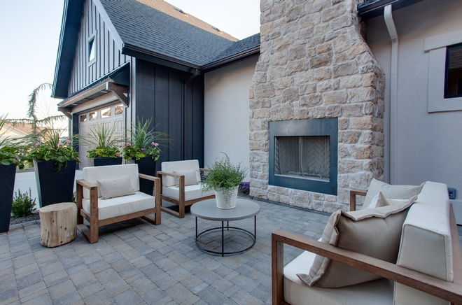 Front Patio with Stone Fireplace