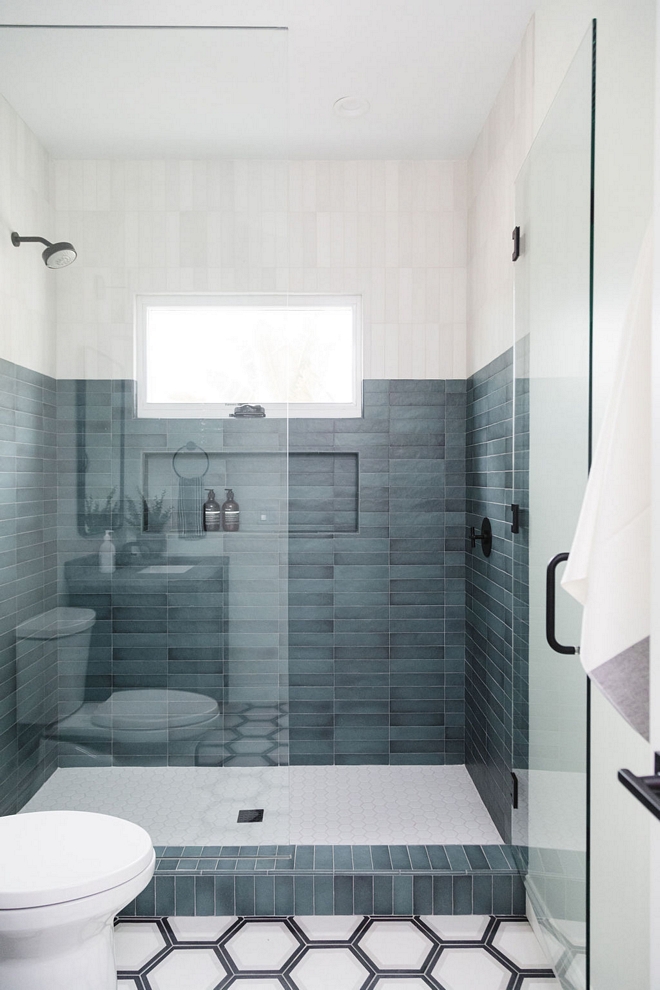 Two-Toned Shower Tile Blue and White Two-Toned Shower Tile