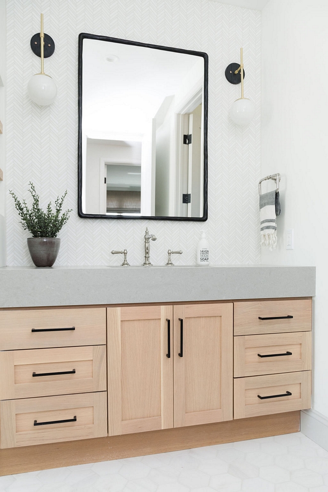 Clear Stained Oak Cabinet Bathroom Cabinet