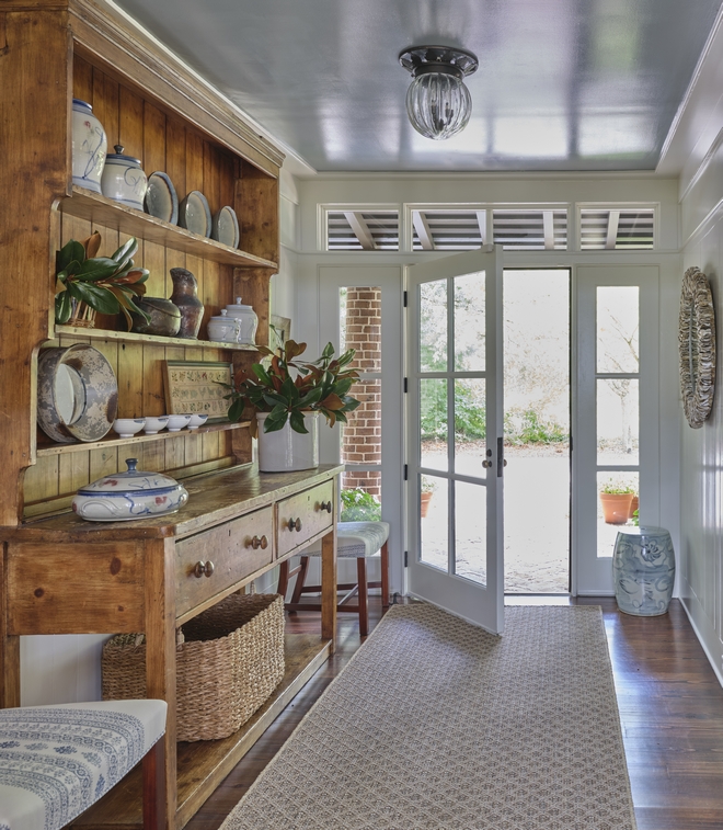 Foyer with antique Hutch and walls in Benjamin Moore White Dove Foyer with antique Hutch and walls in Benjamin Moore White Dove #Foyer #antiqueHutch #BenjaminMooreWhiteDove #BenjaminMoore